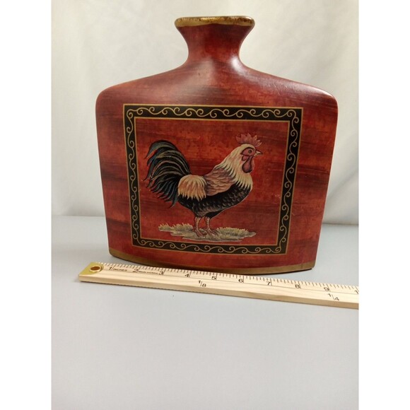 Rooster Vase Ceramic 9”W X 9” Tall X 2 1/2 Thick‎ Decor - Picture 6 of 8